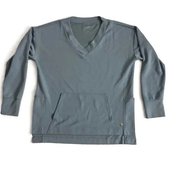 Jones New York Blue V Neck Front Pocket Athletic Long Sleeve Sweatshirt Large - Picture 1 of 6